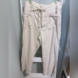 Soft Surroundings Linen Blend Cream Drawstring Cropped Pants